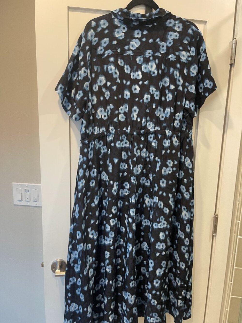 J. Crew Black & Blue Print Dress Sz 18